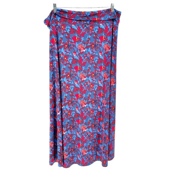LuLaRoe Maxi Skirt Women's 3XL Blue Red Flowers EUC - Picture 3 of 7